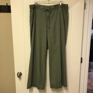 Lane Bryant Olive Wide Leg Pants Drawstring 18